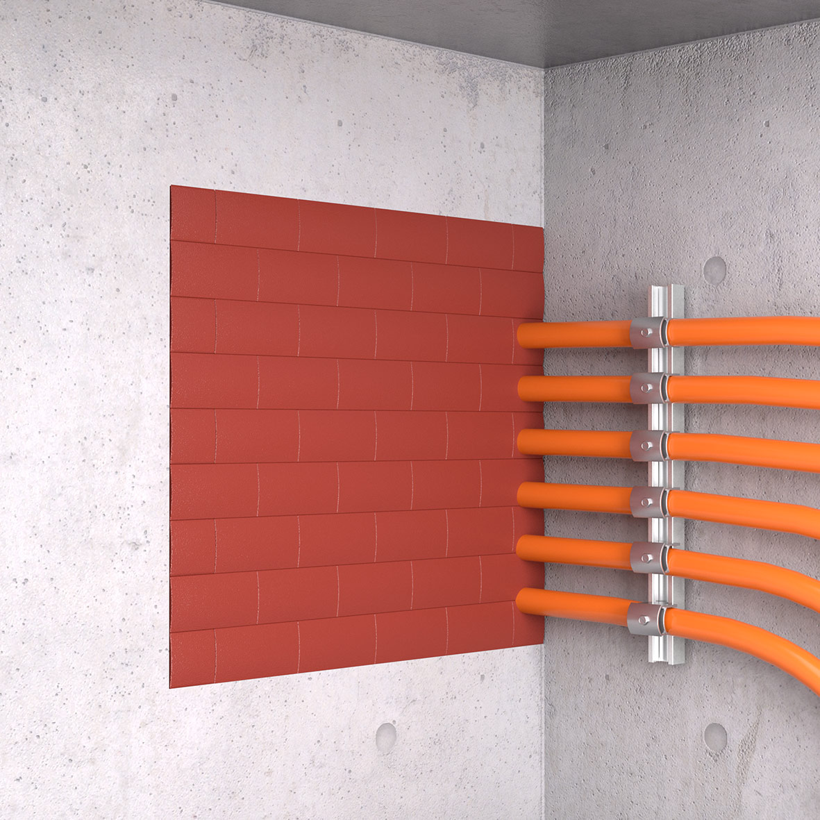 Anwendungsbeispiel des ZZ® Brandschutzsstein an einer Wand im Tunnelbau Tunnelanwendung Wand Zapp Zimmermann Brandschutzsstein